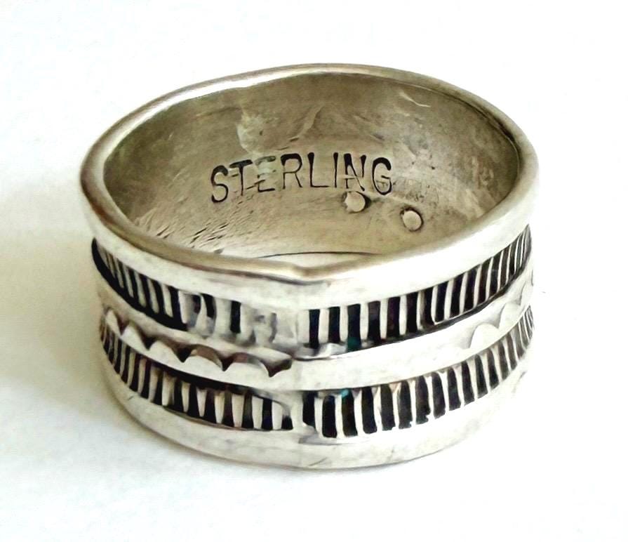 Vintage Navajo Sterling Silver Cigar Band Native American Handcrafted