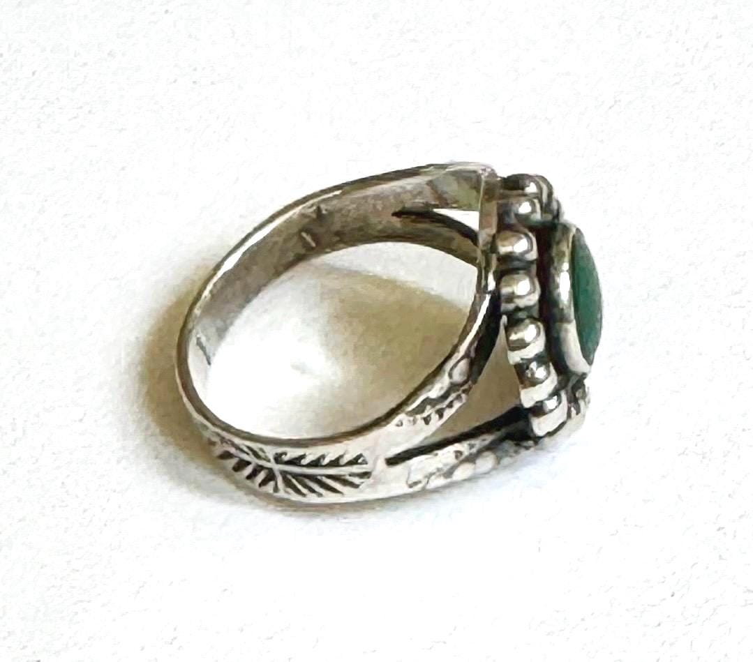 Fred Harvey Era Turquoise Ring Fred Native American Navajo Sterling Silver Size 6.5