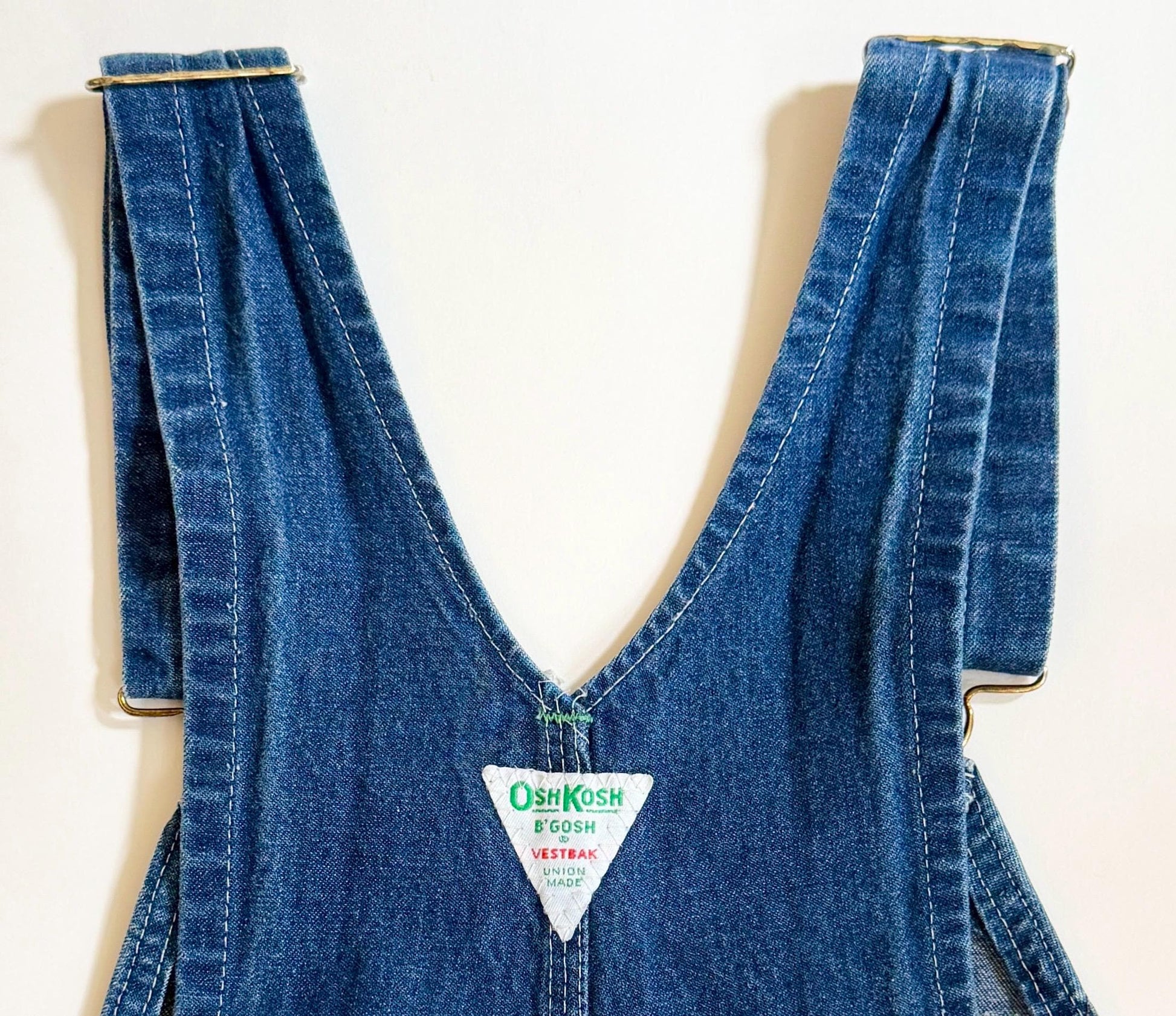 Vintage Oshkosh Denim Overalls Faded Railroad Striped Cut Off Shorts Workwear