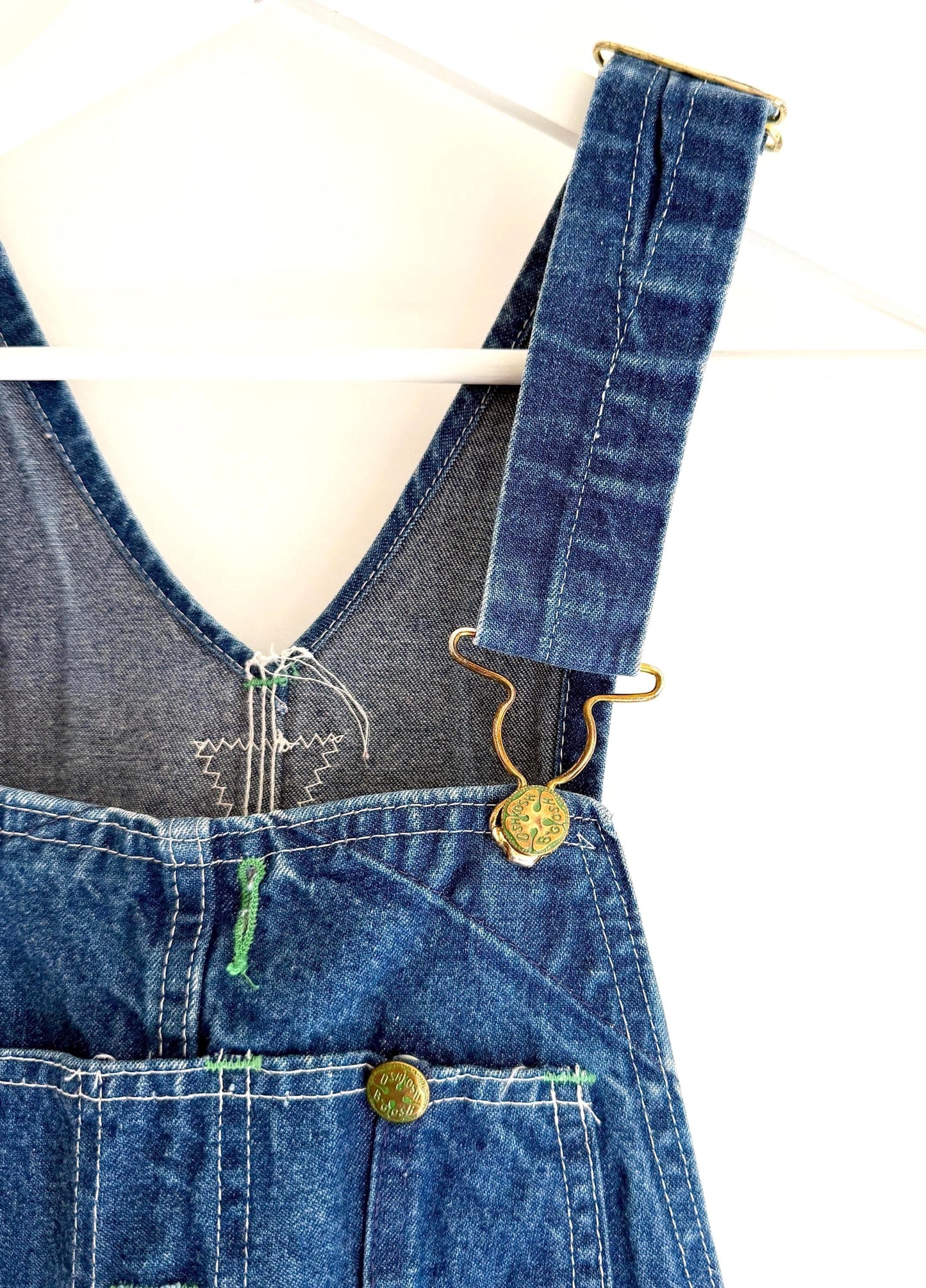 Vintage Oshkosh Denim Overalls Faded Railroad Striped Cut Off Shorts Workwear