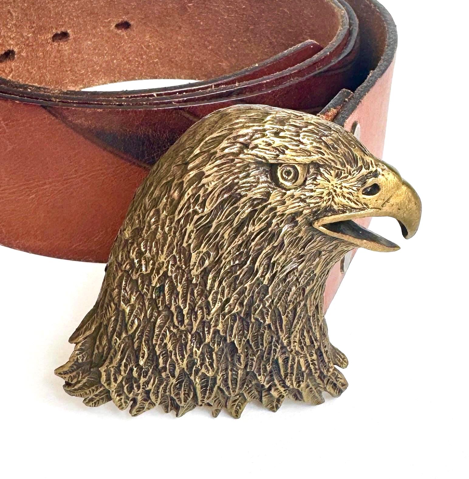 Vintage Eagle Brass Buckle Belt 70s Leoma Lovegrove Omega