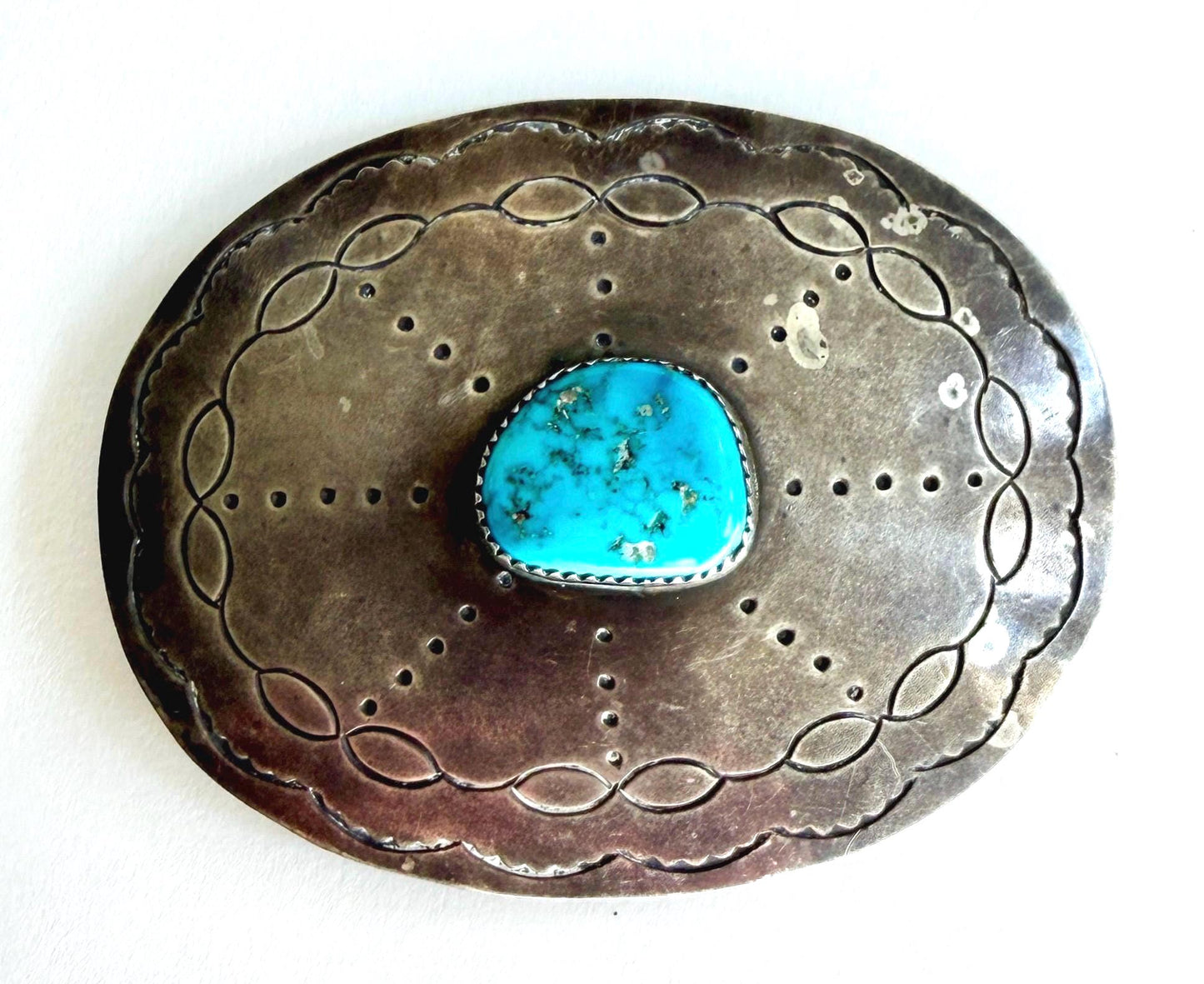Sterling Silver Turquoise Buckle Signed Vintage Native American Navajo