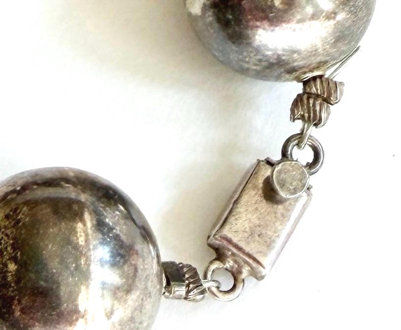 Vintage Oversized Navajo Pearl Bracelet .75" Sterling Silver Beads