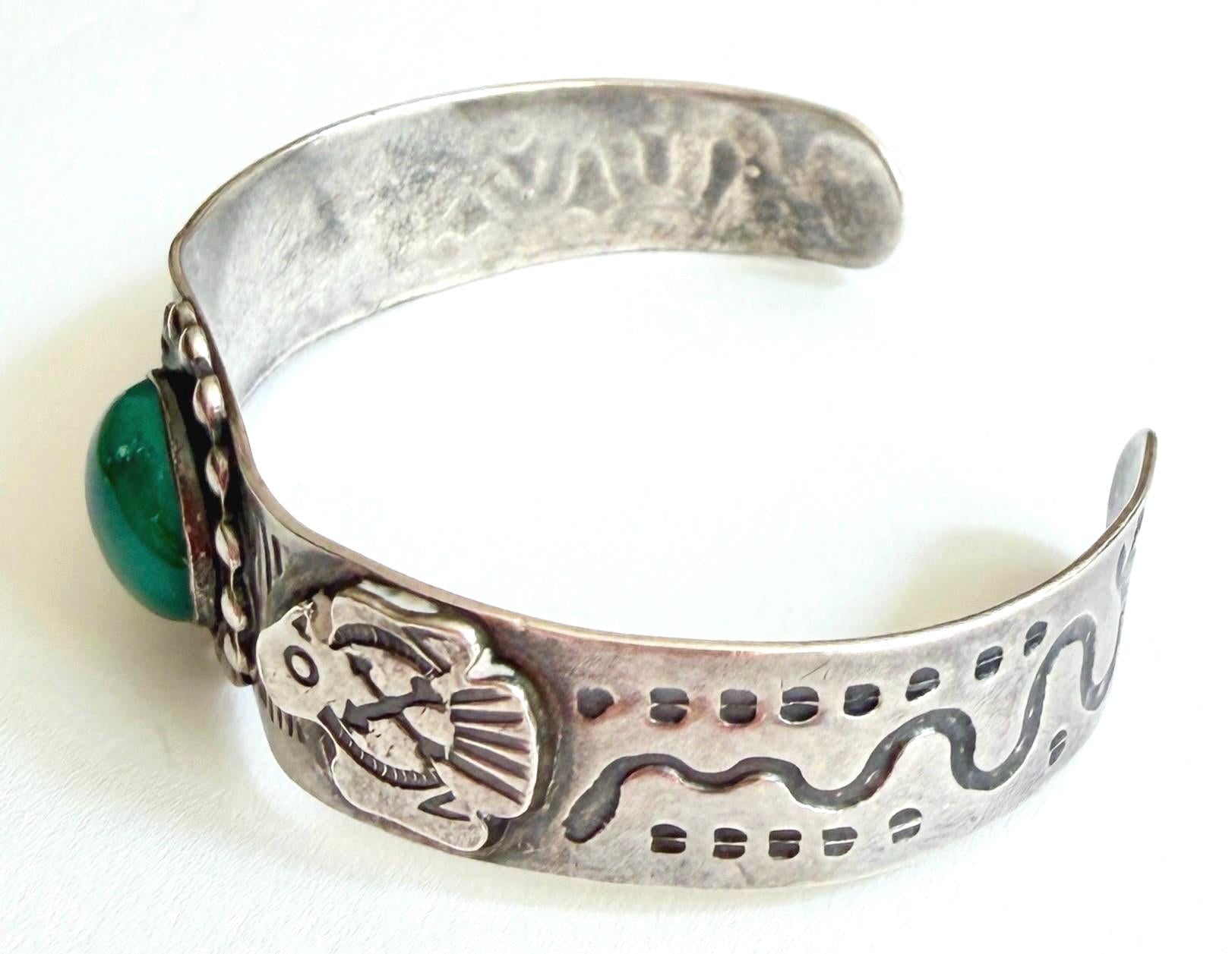 Vintage Turquoise Thunderbird Cuff Bracelet Navajo Fred Harvey Era