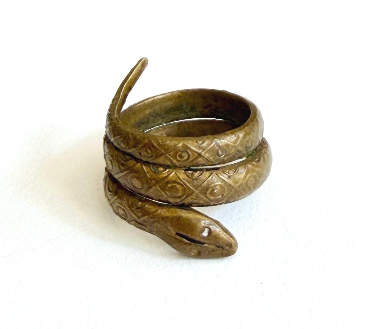 Vintage Coiled Snake Brass Ring