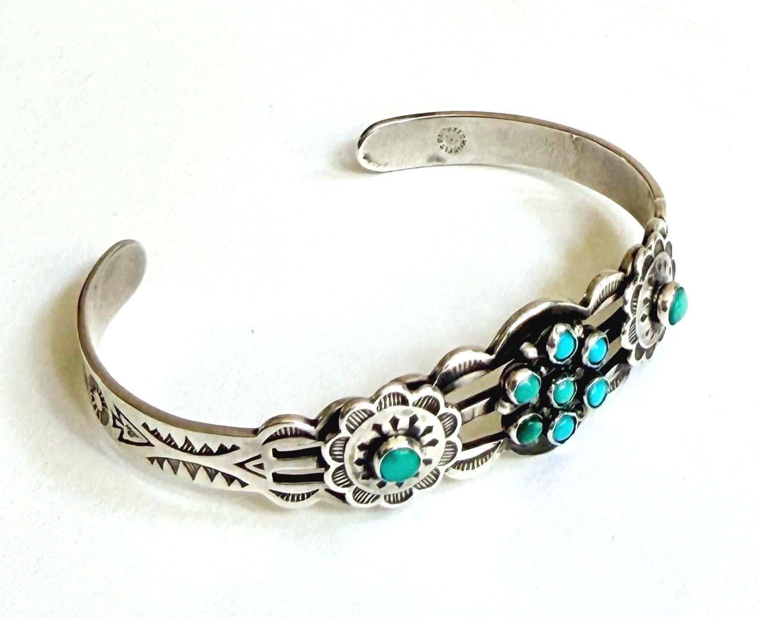 Early Navajo Turquoise Bracelet Cuff Fred Harvey Era Maisel's Trading Post
