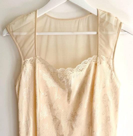 Vintage 90s Victorias Secret Nightie Ivory Slip Dress with Lace Trim