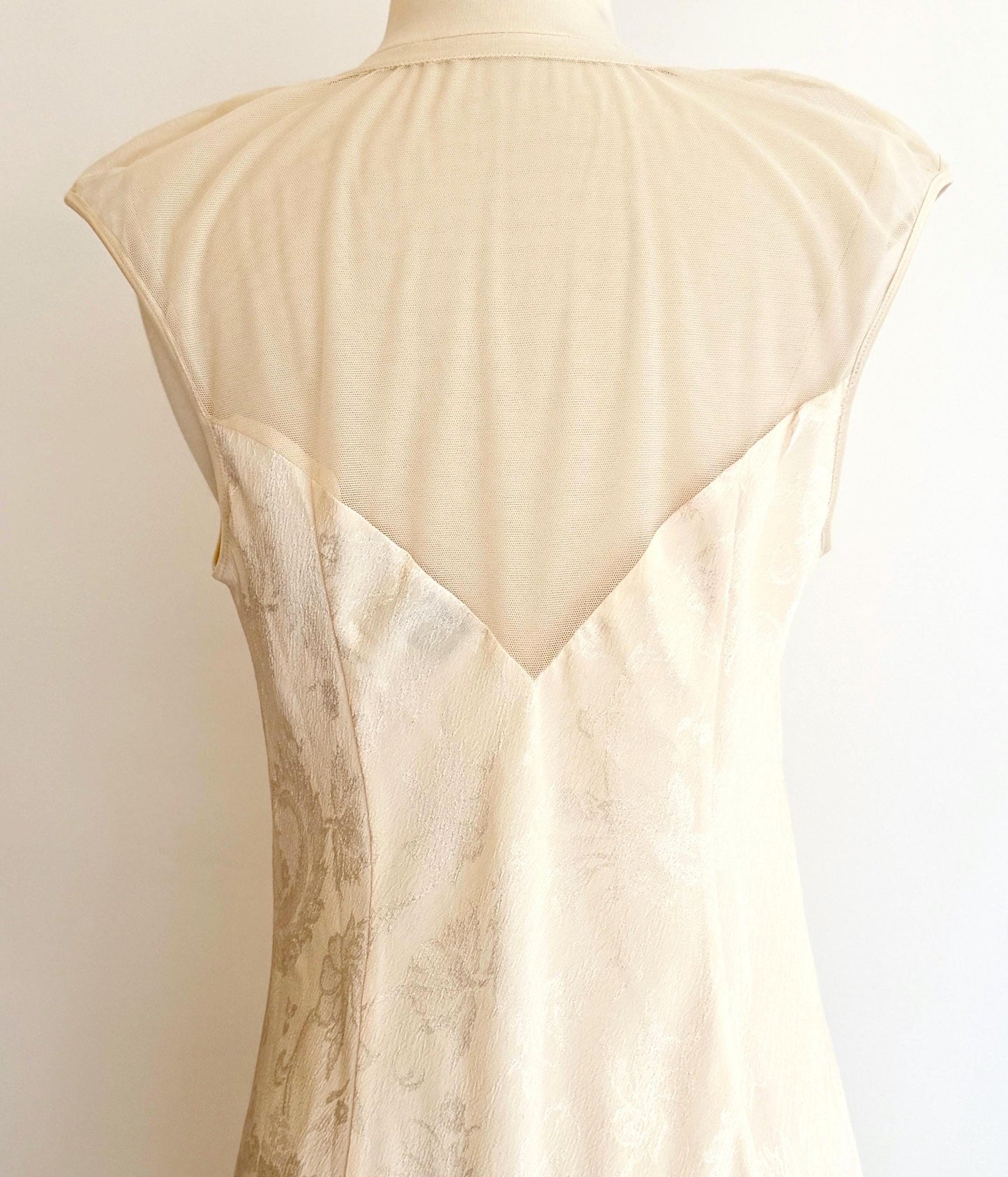 Vintage 90s Victorias Secret Nightie Ivory Slip Dress with Lace Trim