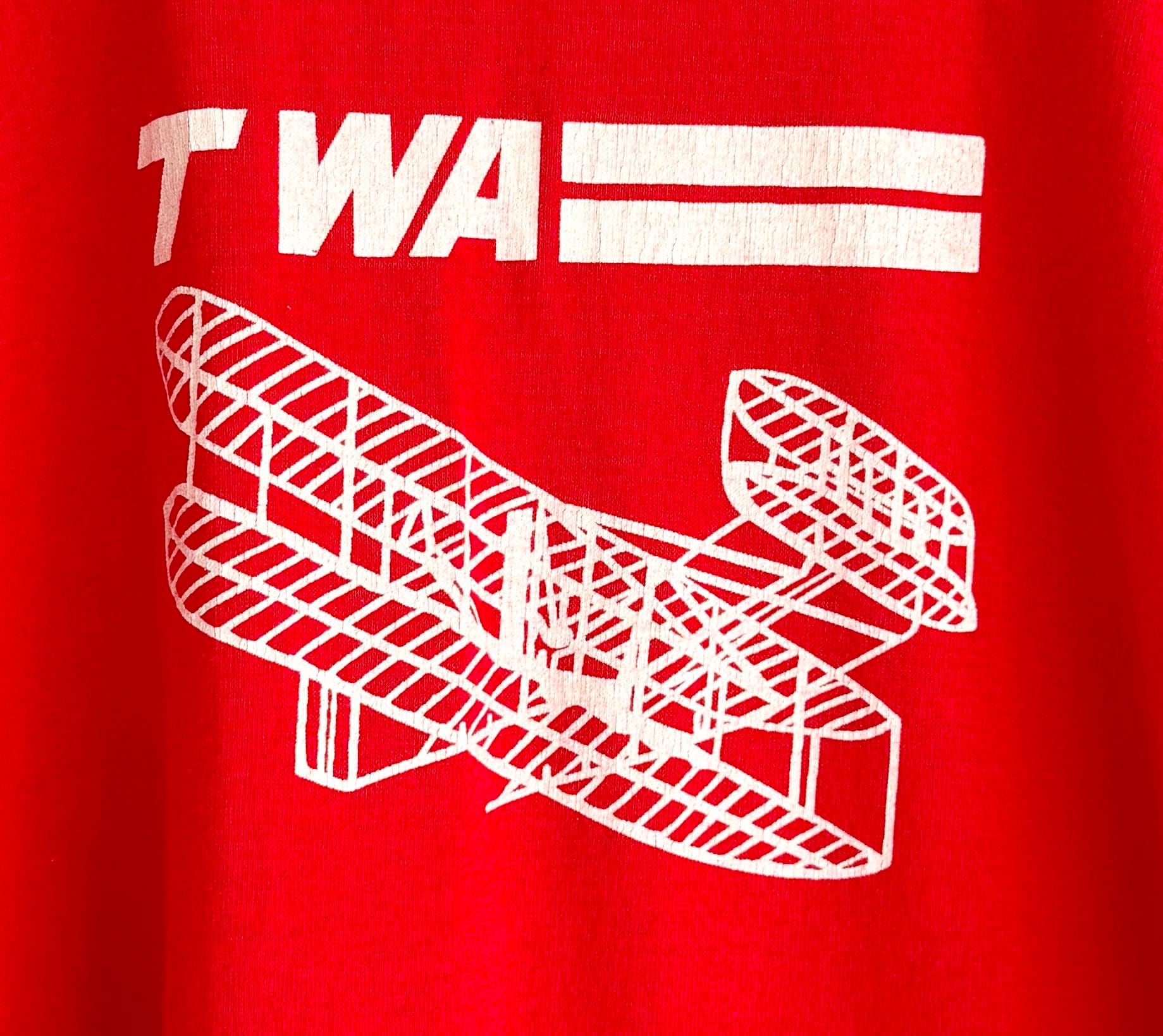 80s TWA Red Graphic Tshirt Vintage Trans World Airlines Tee