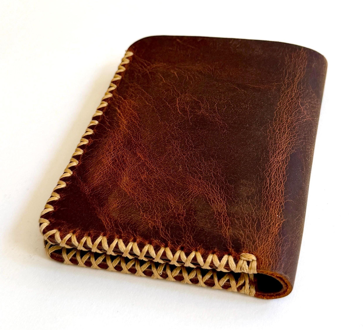 Vintage Handmade Men's Wallet Oiled Dark Brown Cowhide Leather