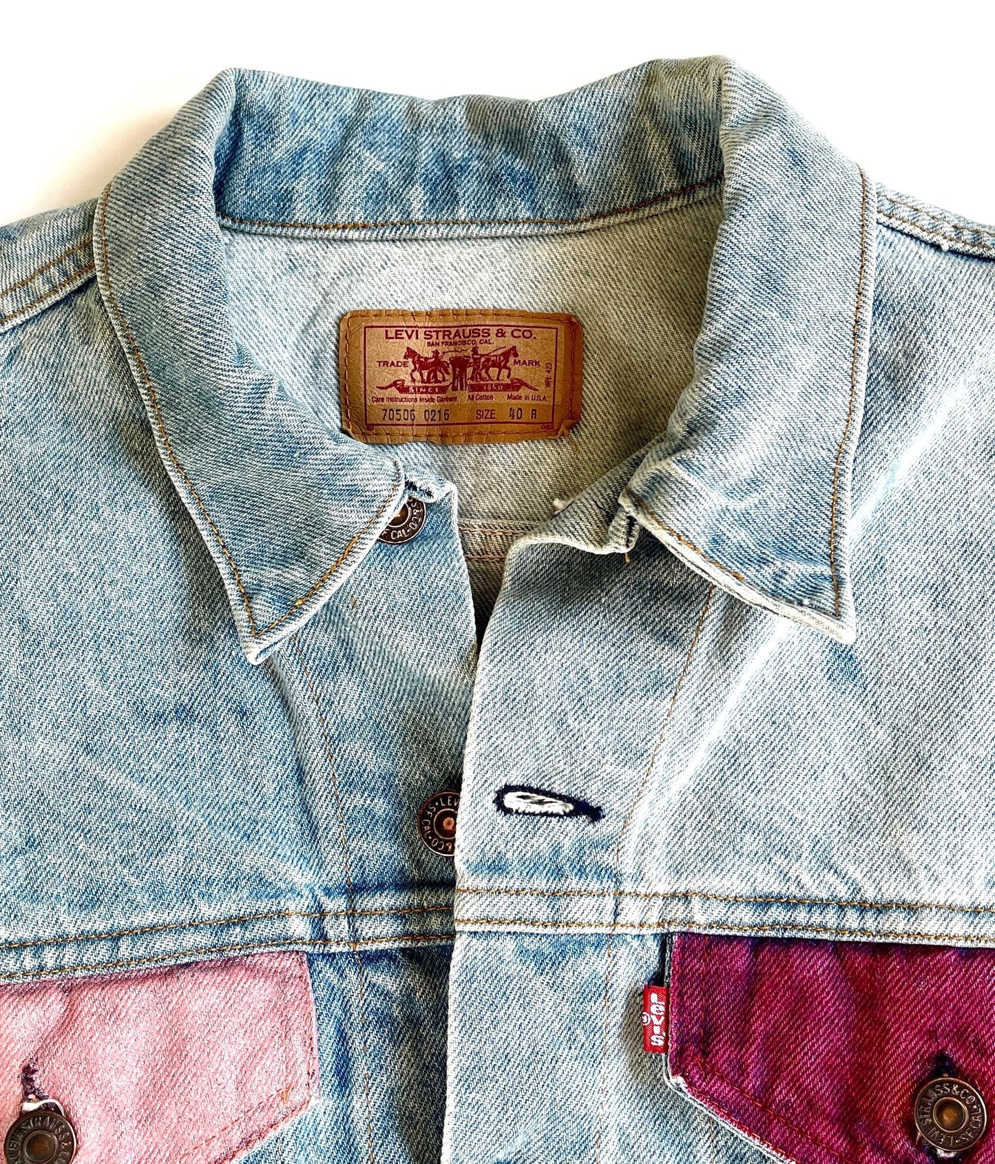 Vintage 80s Levis Denim Jacket Bleached Hand Painted Southwest Howling Coyote Made in USA