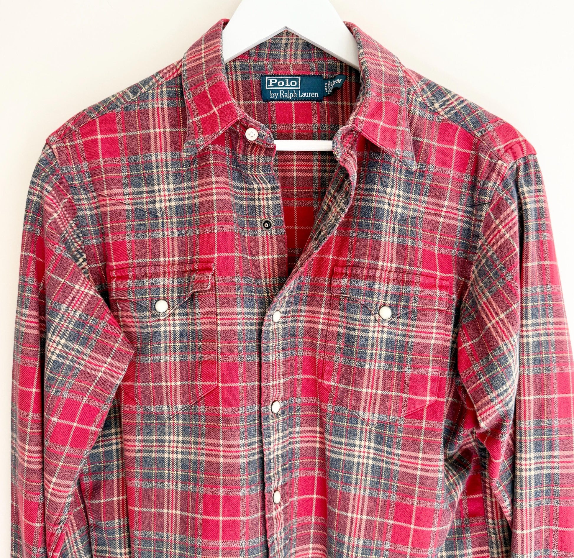 Vintage Polo Ralph Lauren Western Shirt Red Plaid 80s 90s