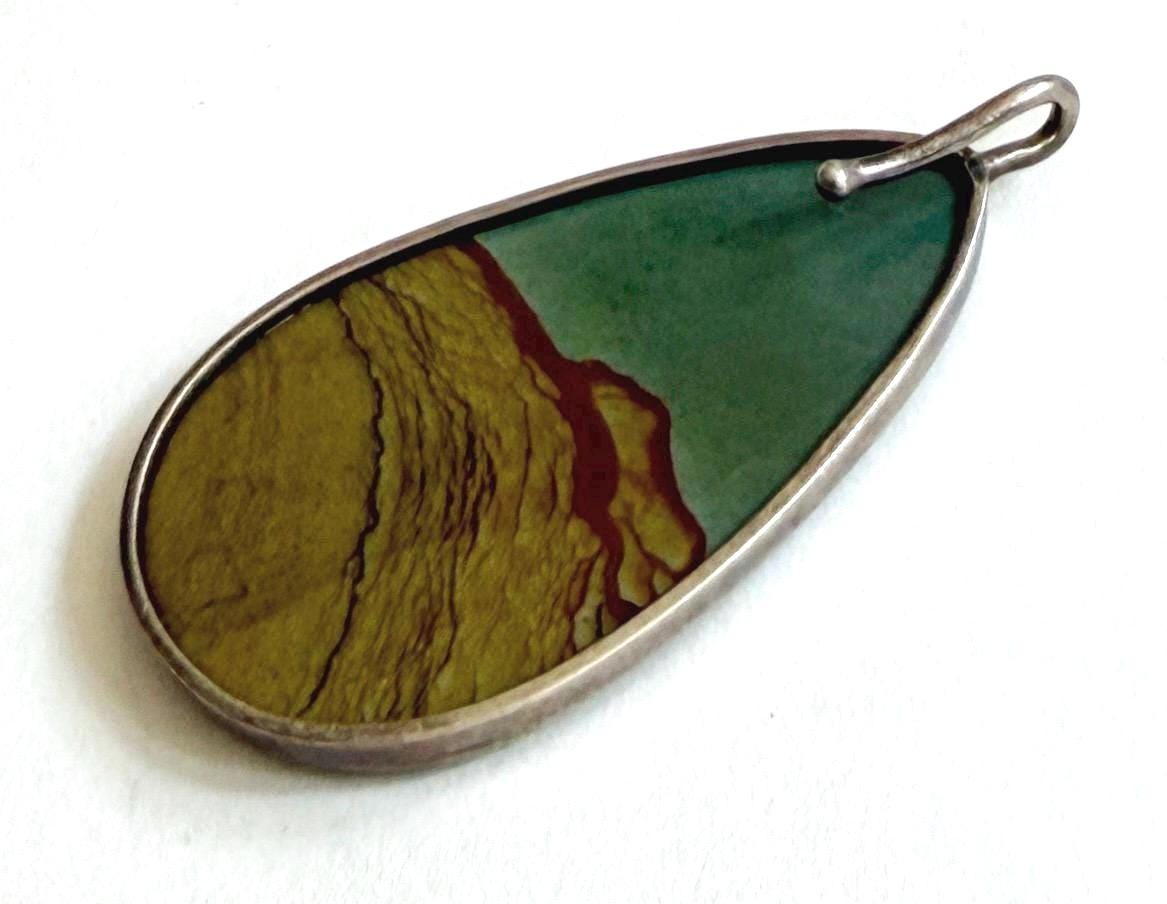 Vintage Native American Picture Jasper Pendant Organic Earth Tone