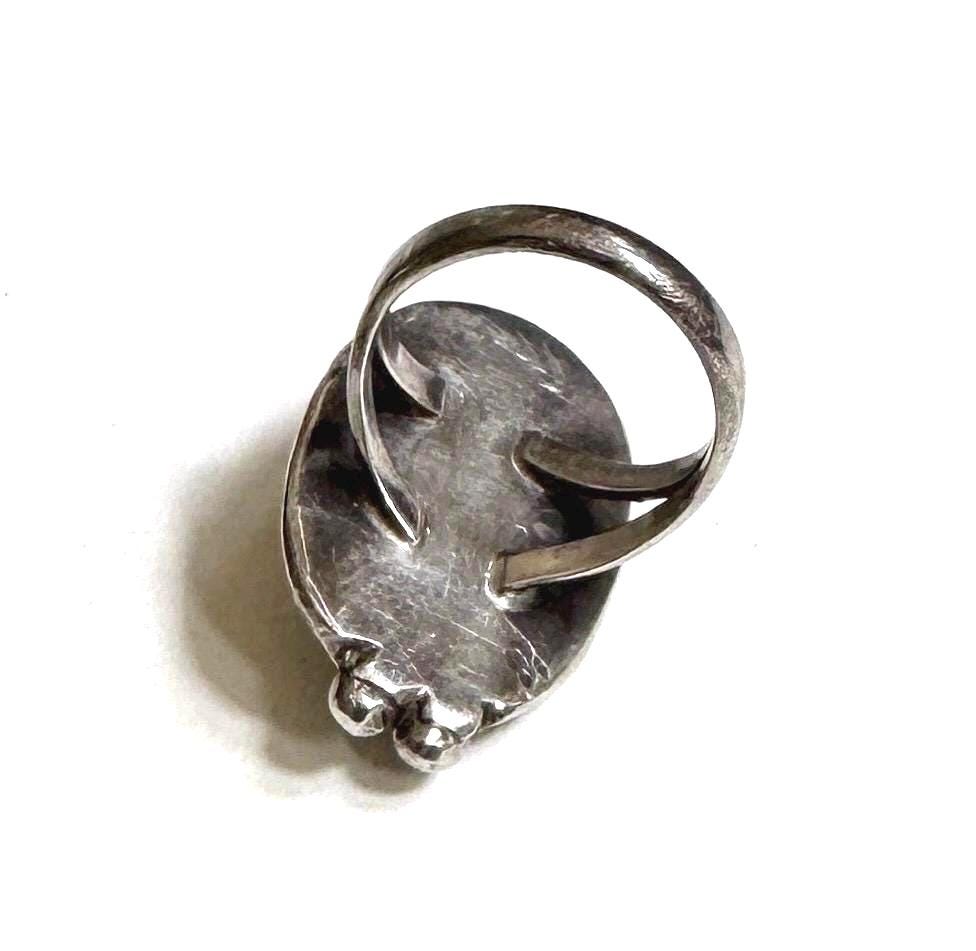 Vintage Navajo Green Turquoise Ring Native American Sterling Silver