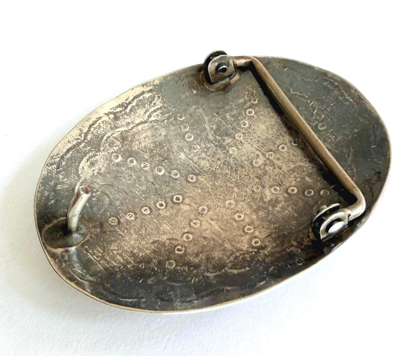 Sterling Silver Turquoise Buckle Signed Vintage Native American Navajo