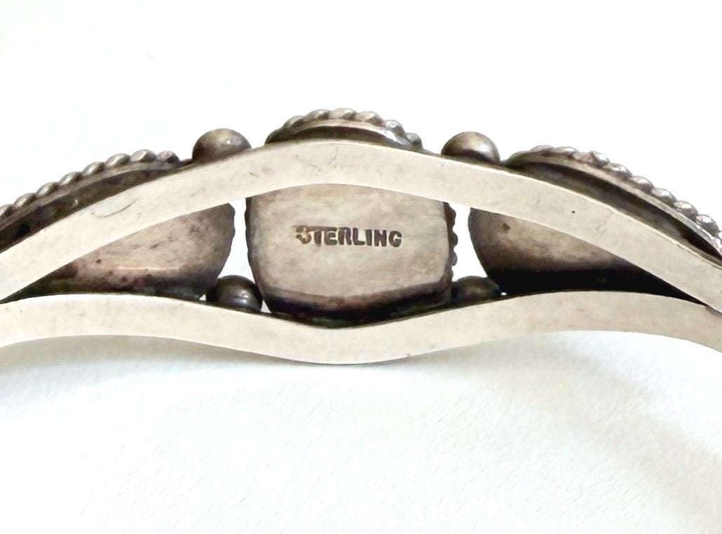 Vintage Navajo Turquoise Cuff Bracelet 60s 70s Native American Handcrafted Sterling Silver