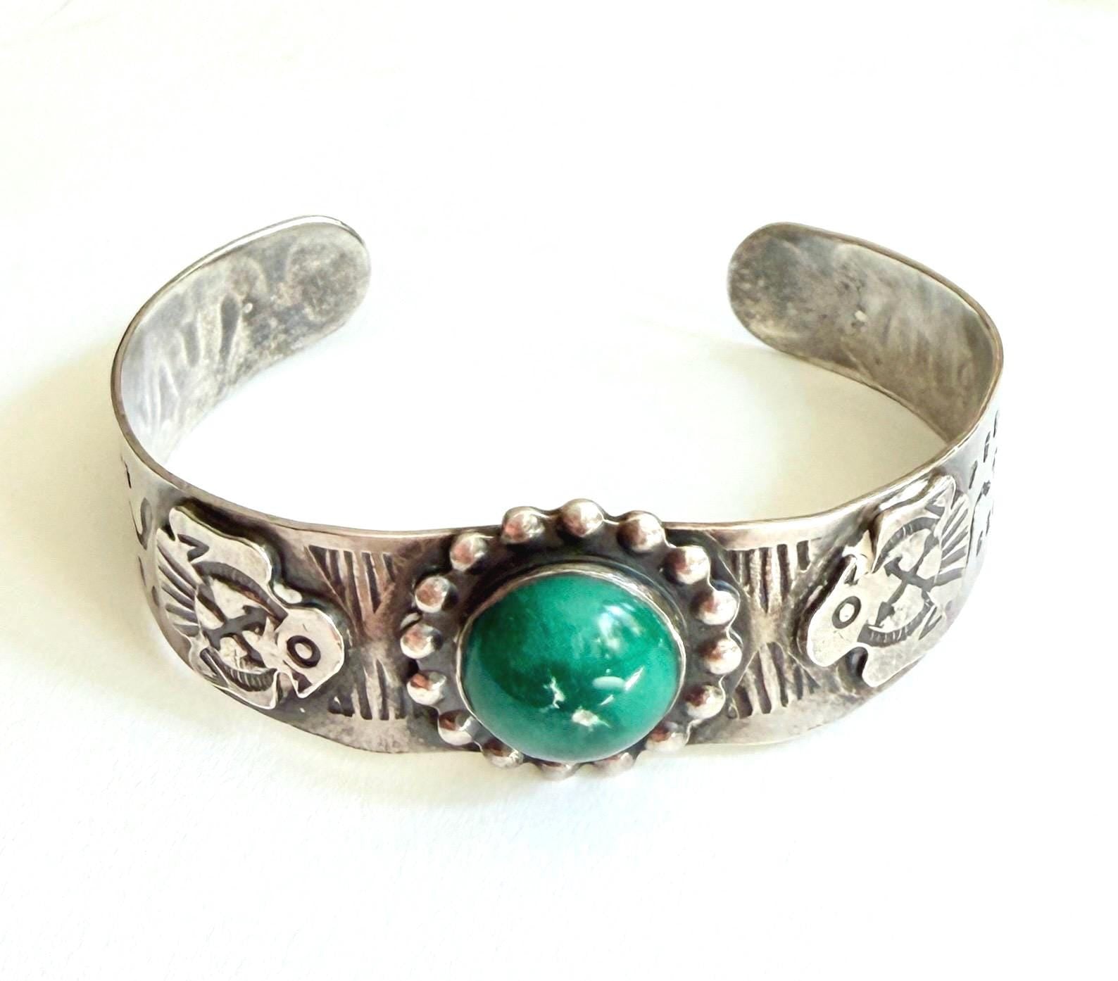 Vintage Turquoise Thunderbird Cuff Bracelet Navajo Fred Harvey Era