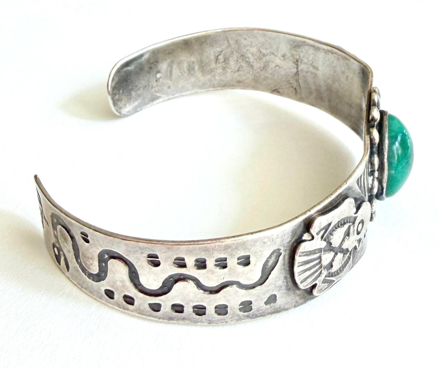 Vintage Turquoise Thunderbird Cuff Bracelet Navajo Fred Harvey Era