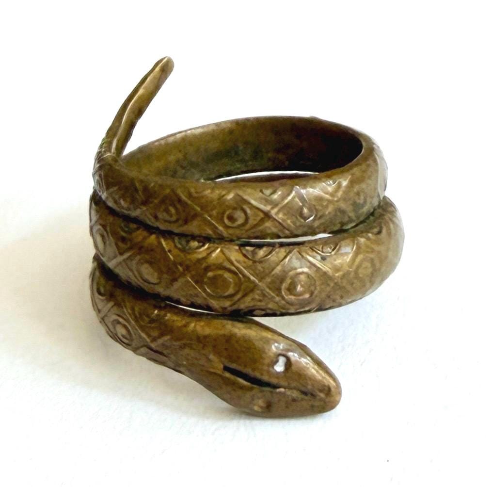 Vintage Coiled Snake Brass Ring