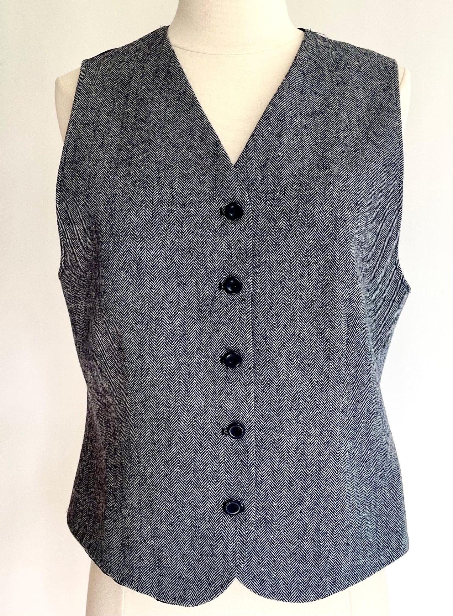 Vintage 90s Pendleton Wool Vest Waistcoat Navy Blue Herringbone