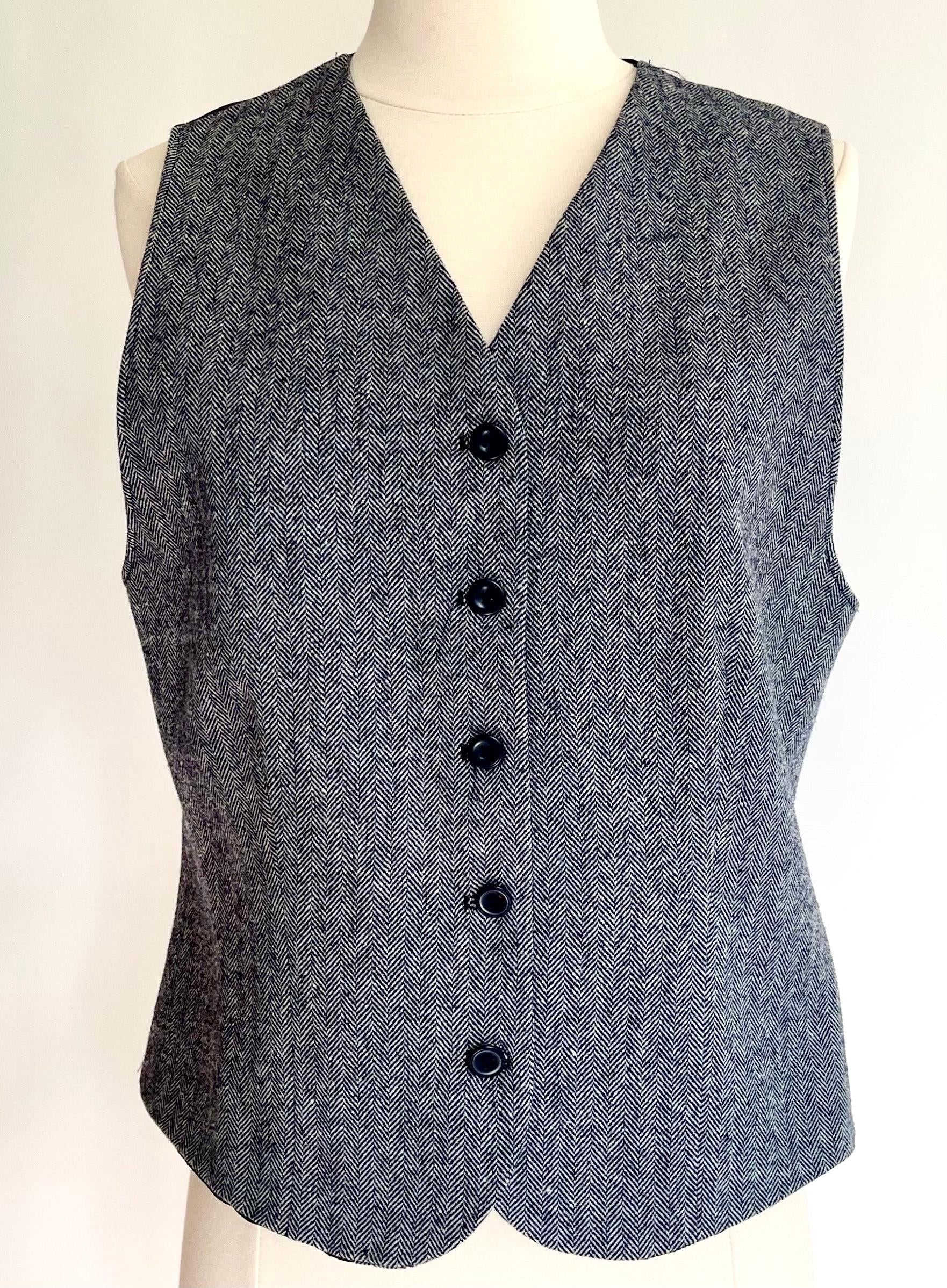 Vintage 90s Pendleton Wool Vest Waistcoat Navy Blue Herringbone