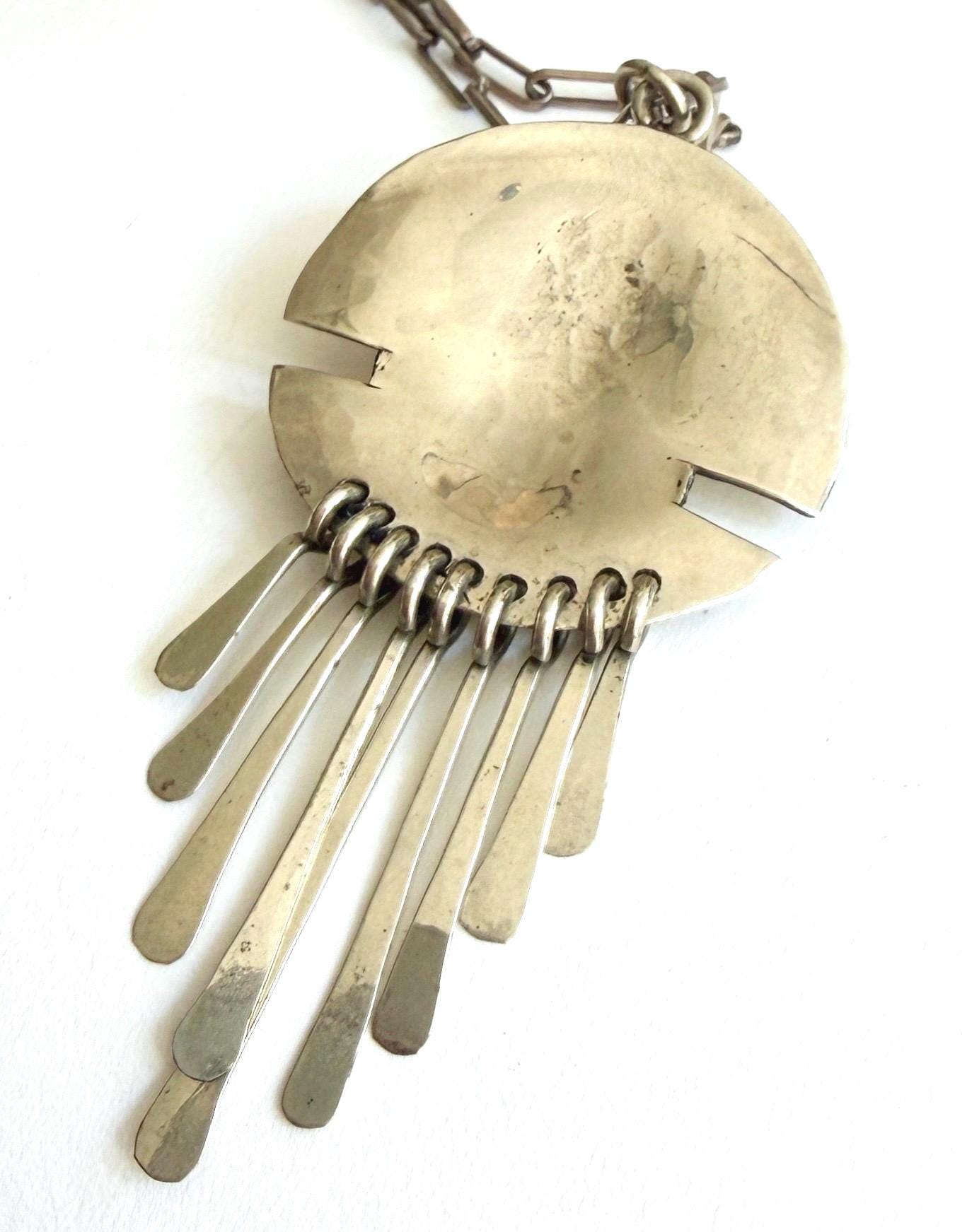 Vintage Navajo Modernist Sterling Silver Necklace Long 28.5" Paperclip Chain