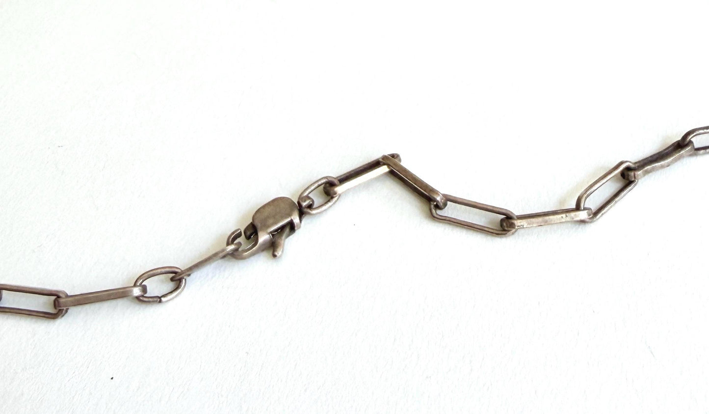 Vintage Navajo Modernist Sterling Silver Necklace Long 28.5" Paperclip Chain