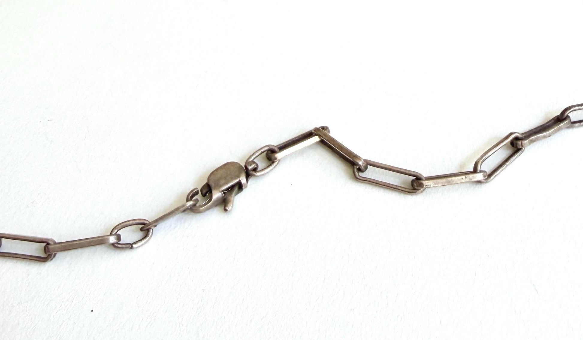 Vintage Navajo Modernist Sterling Silver Necklace Long 28.5" Paperclip Chain