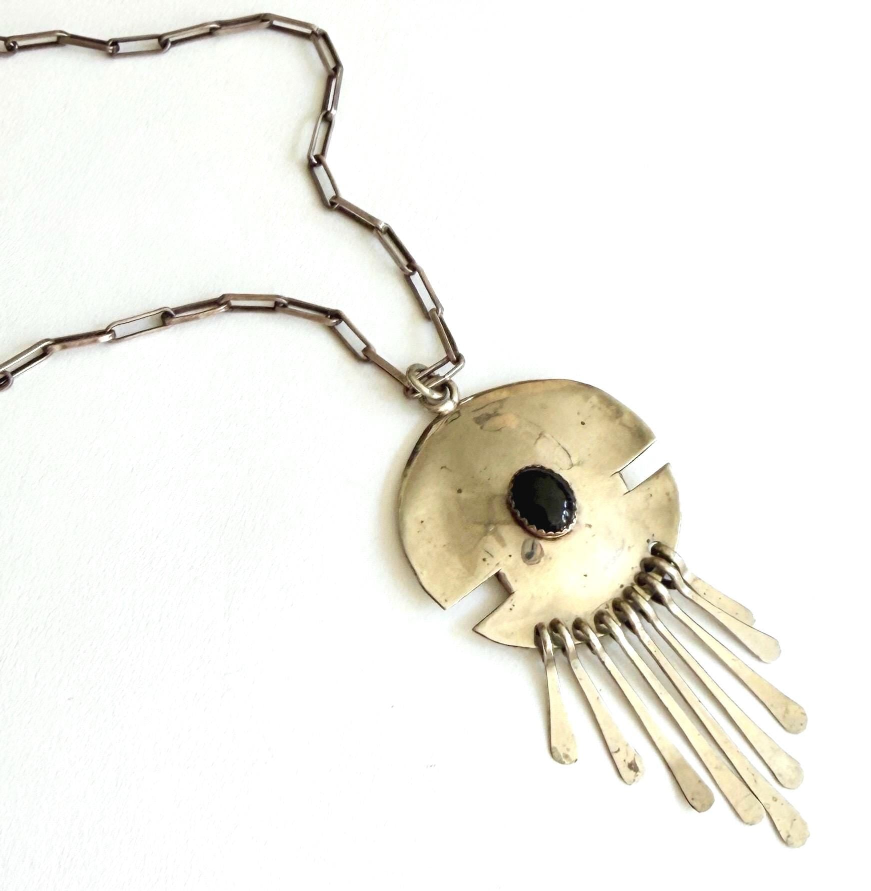Vintage Navajo Modernist Sterling Silver Necklace Long 28.5" Paperclip Chain