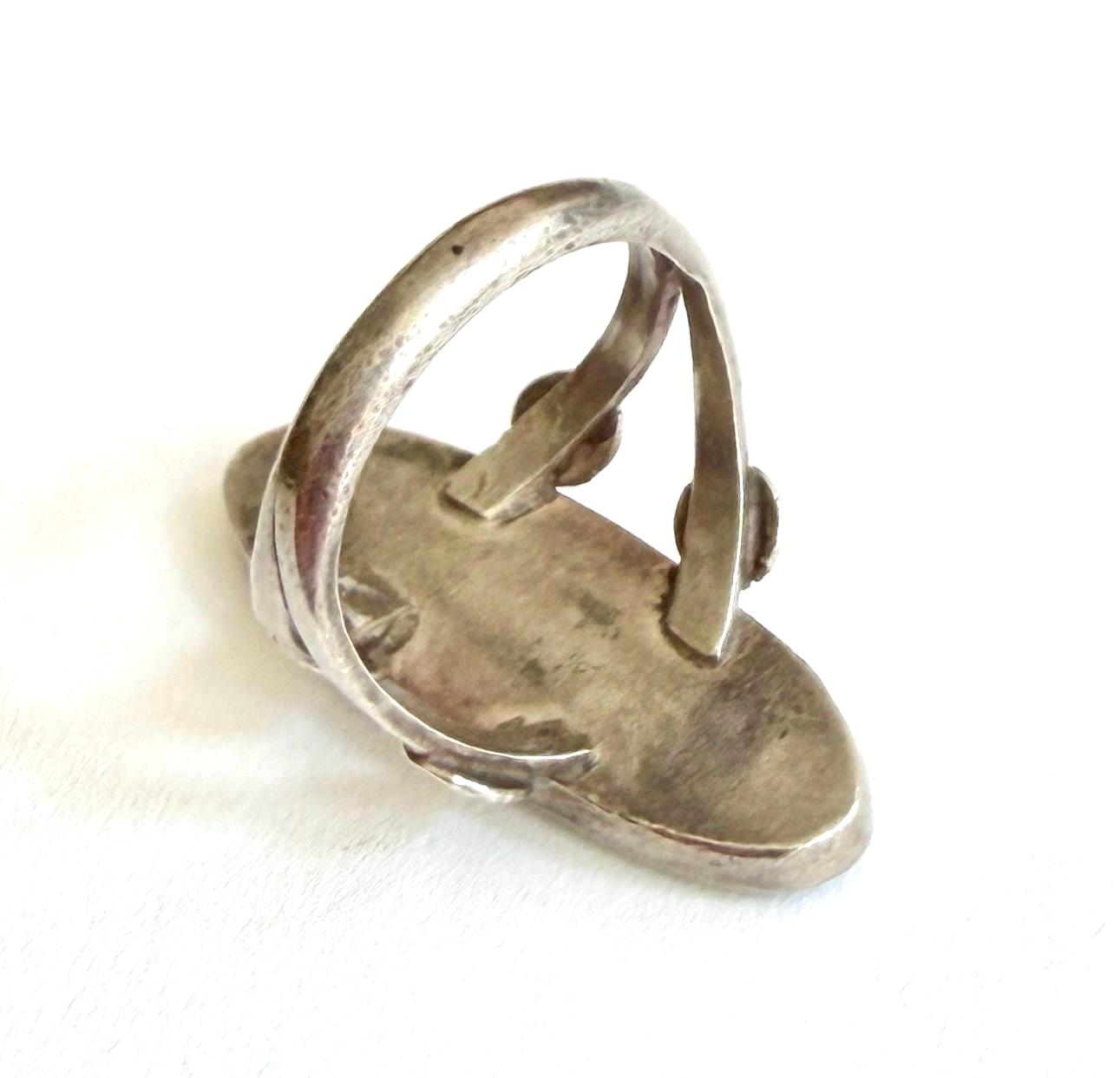 Vintage Zuni Turquoise Inlay Ring Native American Handcrafted Size 6.75