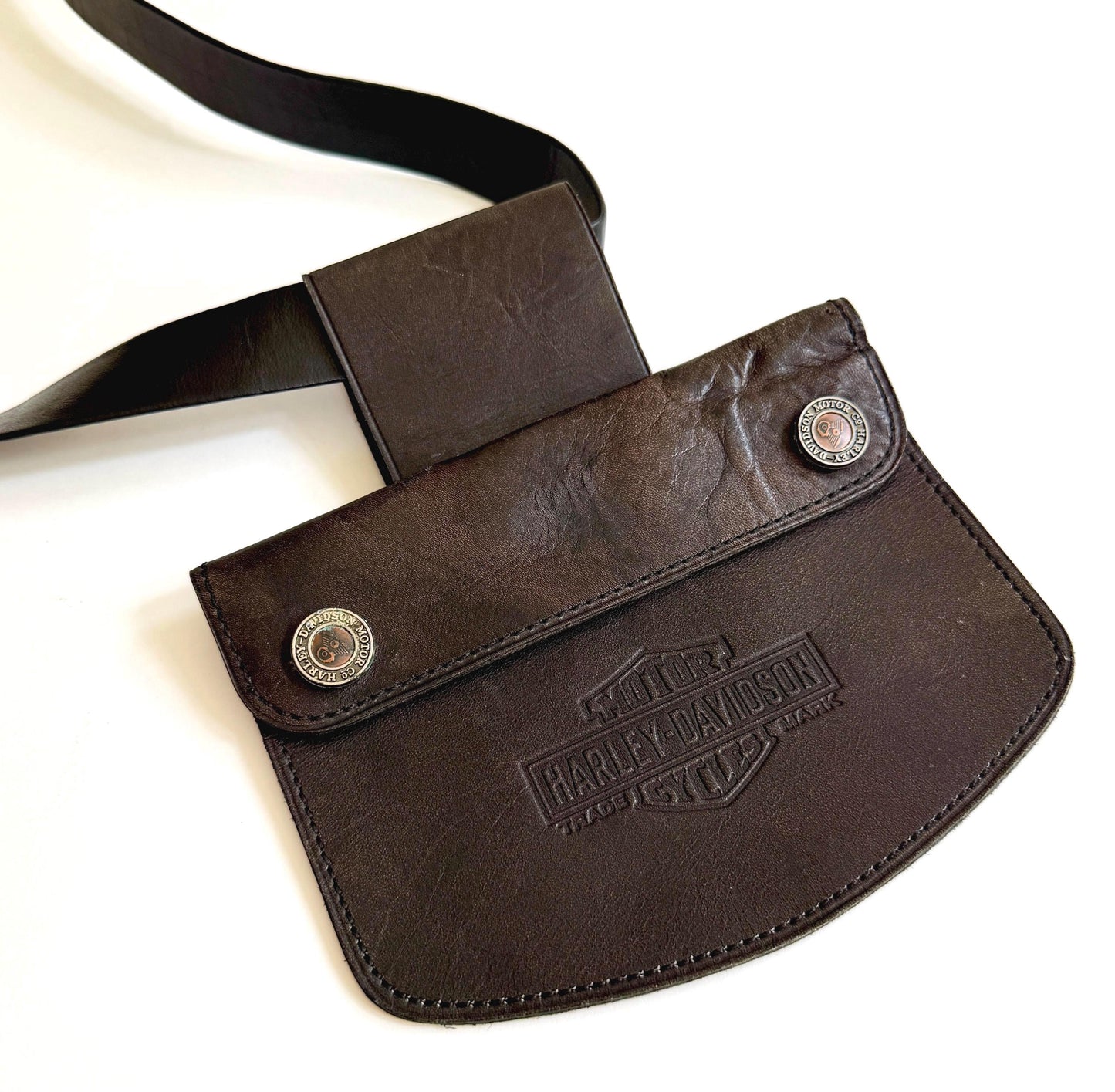 Vintage Harley Davidson Leather Belt Pouch Biker Bag