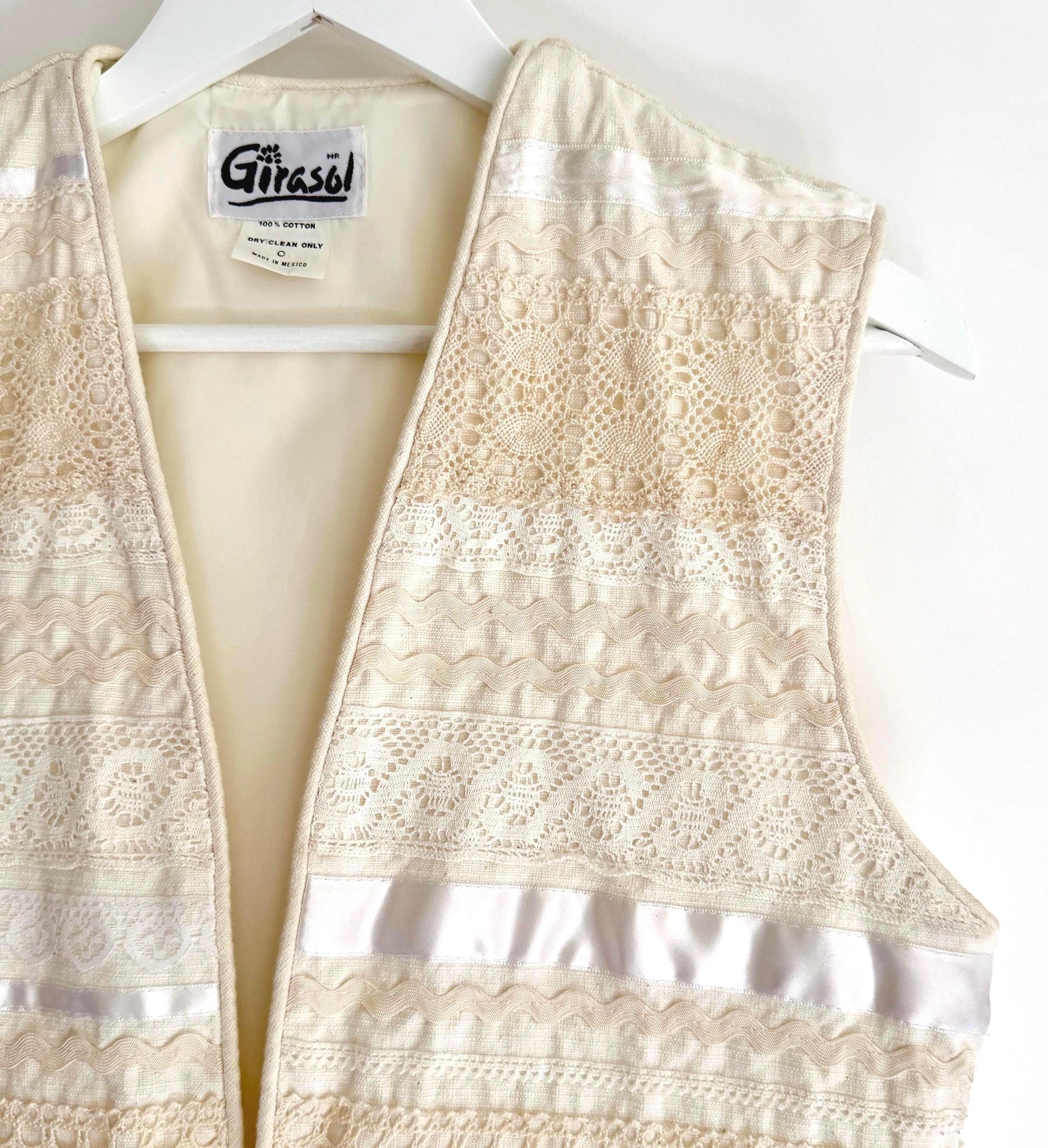 Vintage White Crochet Cropped Vest Made in Mexico