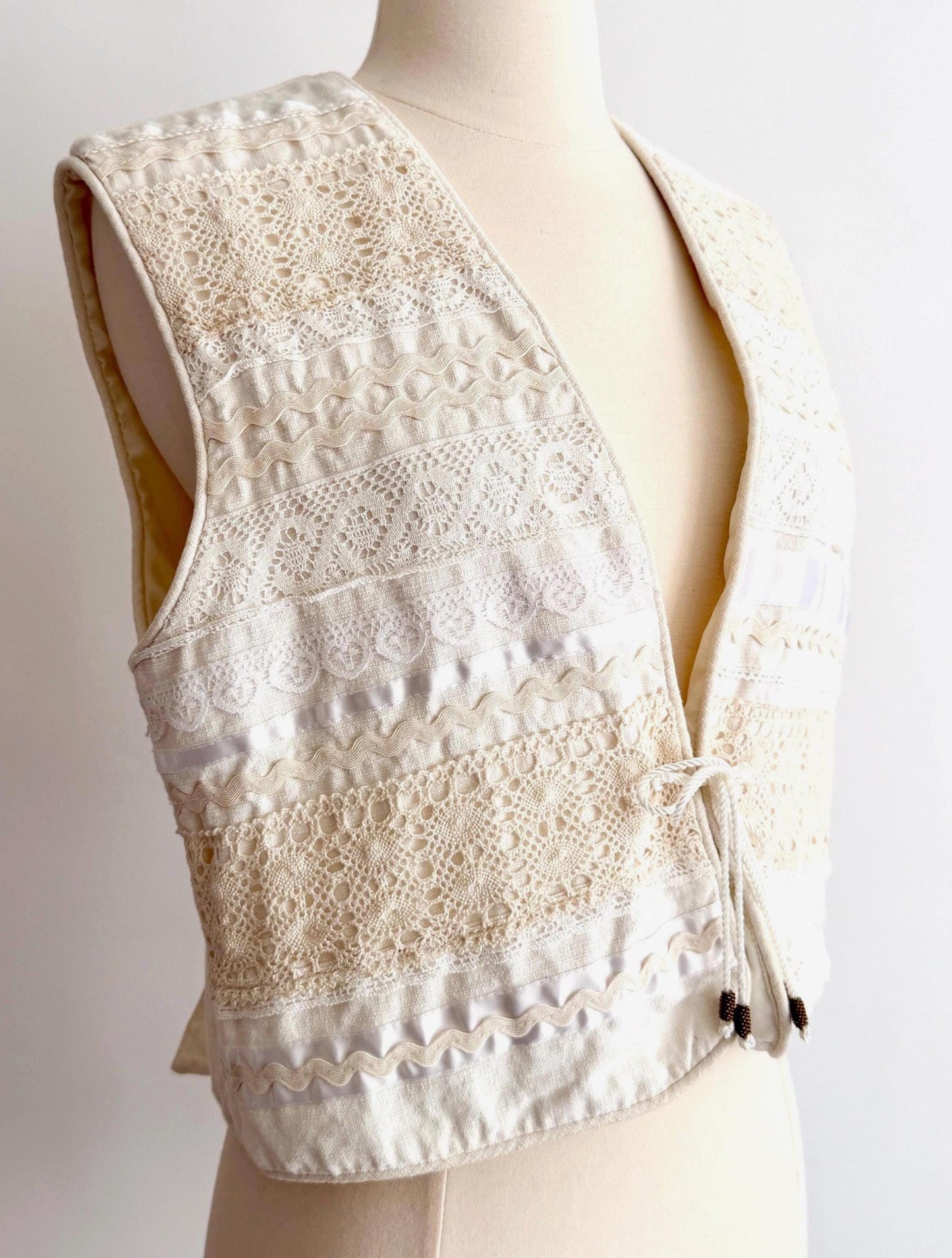 Vintage White Crochet Cropped Vest Made in Mexico