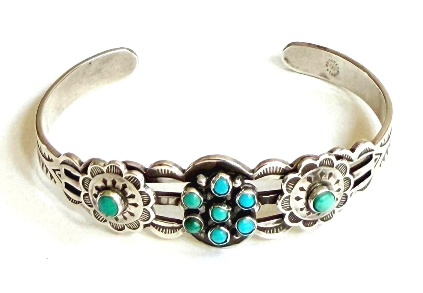 Early Navajo Turquoise Bracelet Cuff Fred Harvey Era Maisel's Trading Post