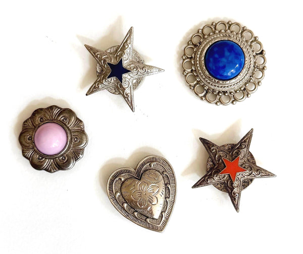 Vintage Sterling Silver Button Cover Western Heart Star