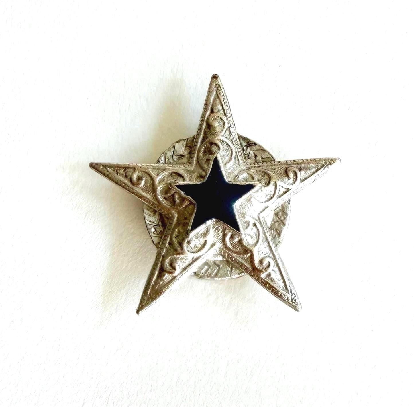 Vintage Sterling Silver Button Cover Western Heart Star