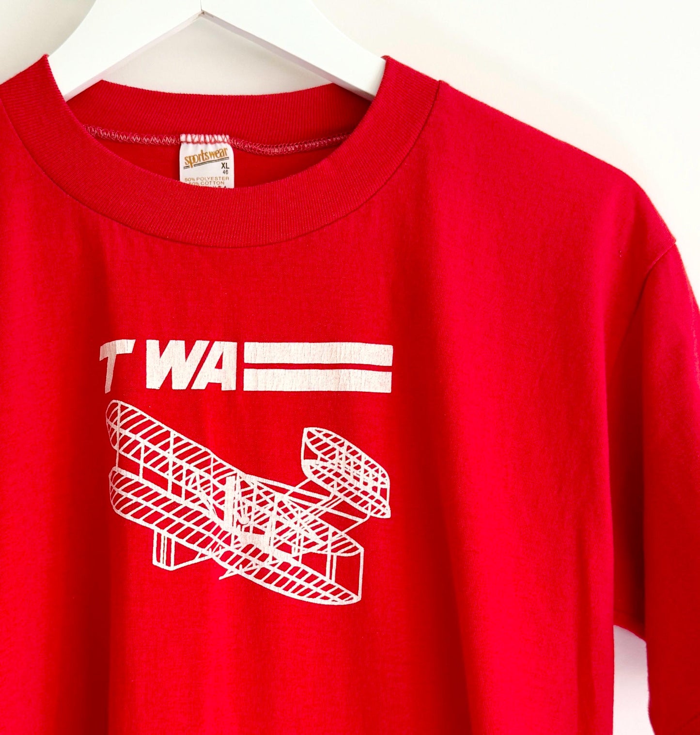 80s TWA Red Graphic Tshirt Vintage Trans World Airlines Tee