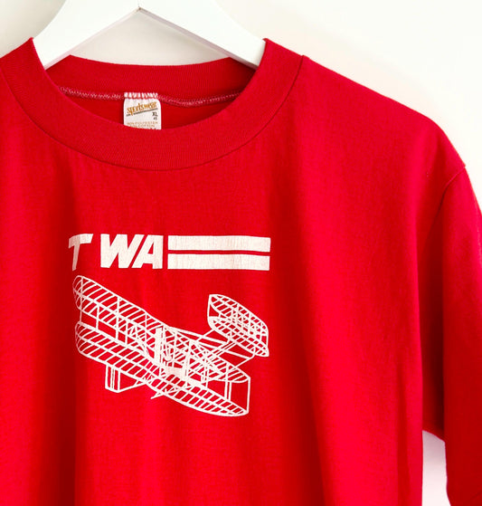 80s TWA Red Graphic Tshirt Vintage Trans World Airlines Tee