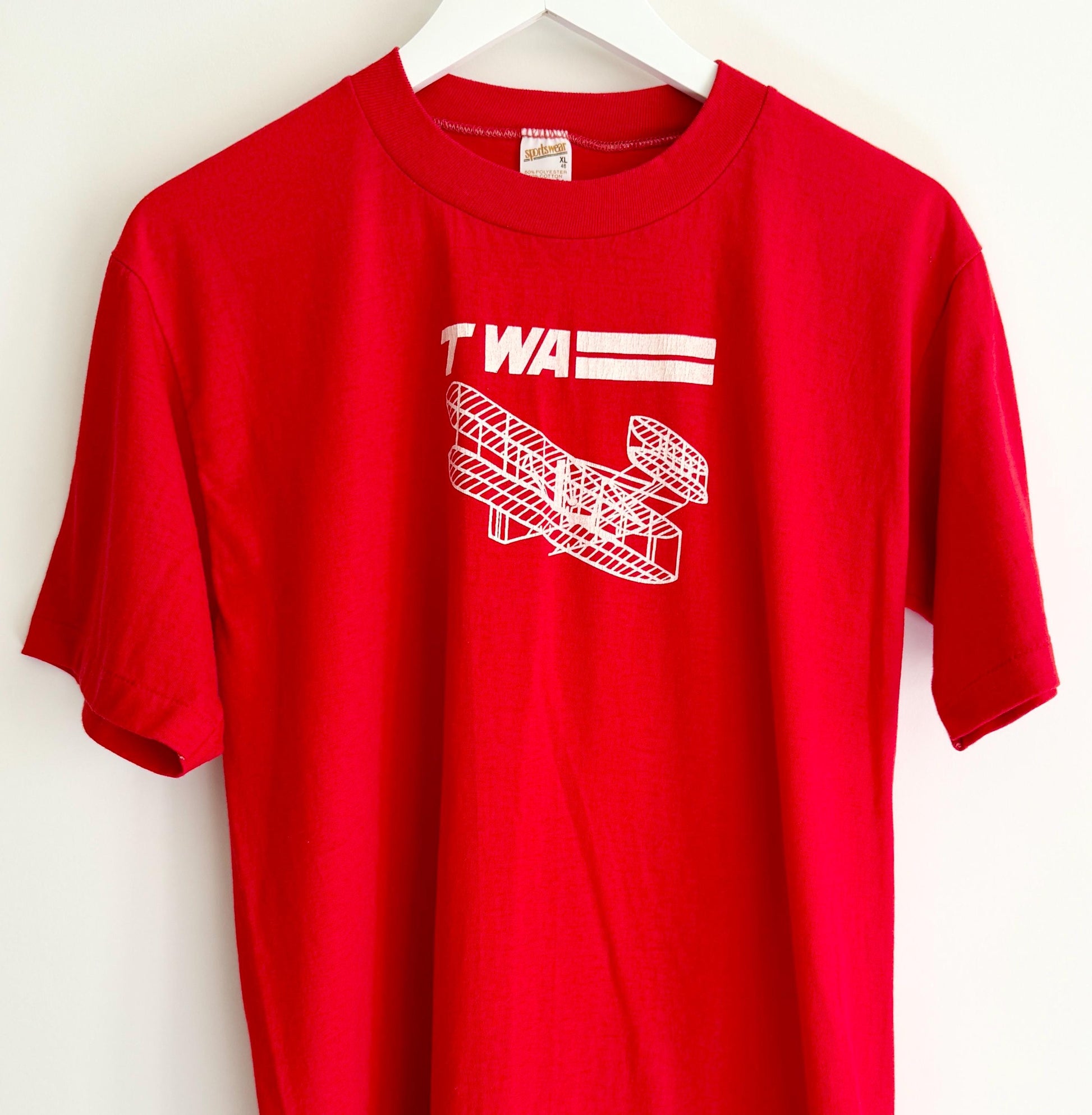 80s TWA Red Graphic Tshirt Vintage Trans World Airlines Tee