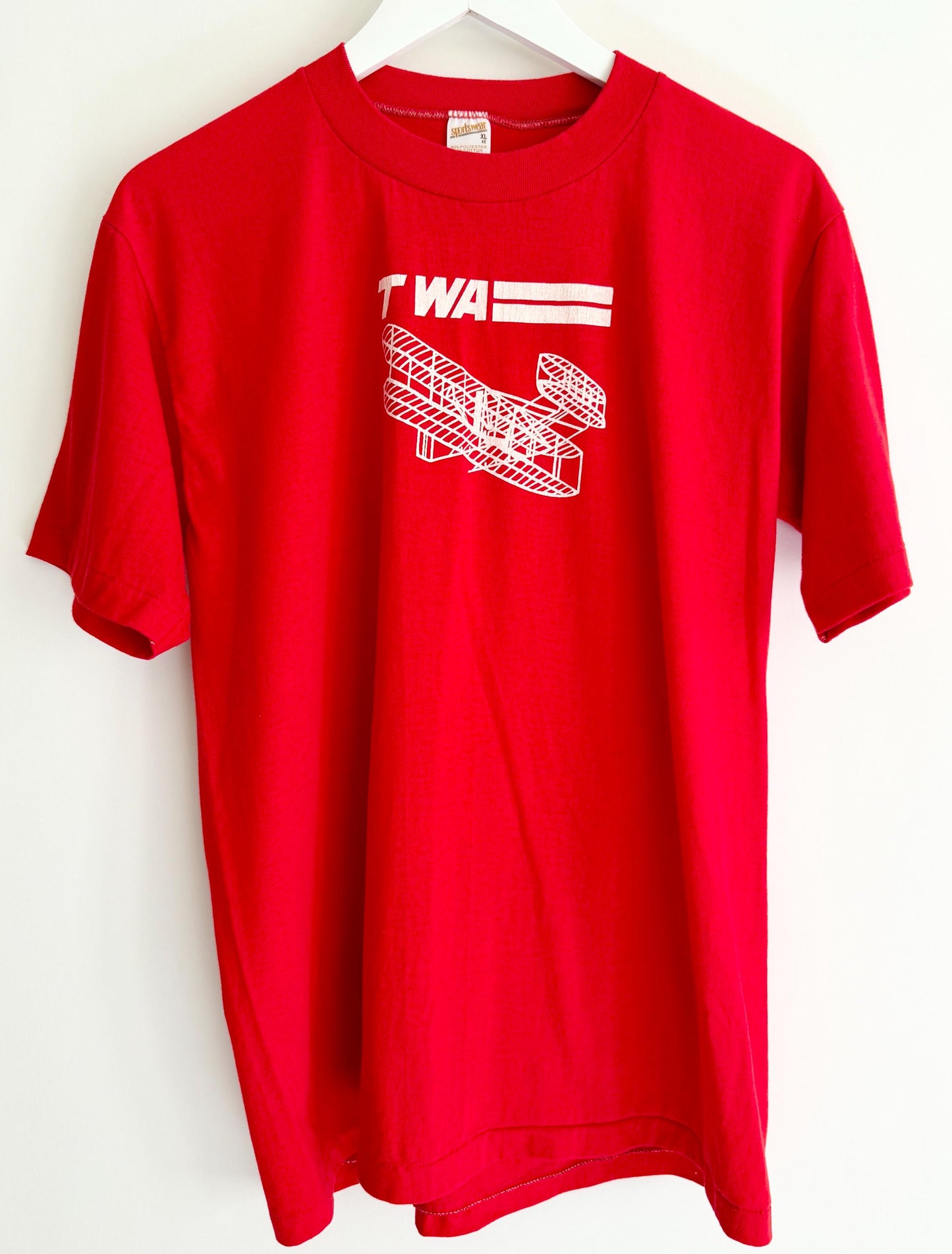 80s TWA Red Graphic Tshirt Vintage Trans World Airlines Tee