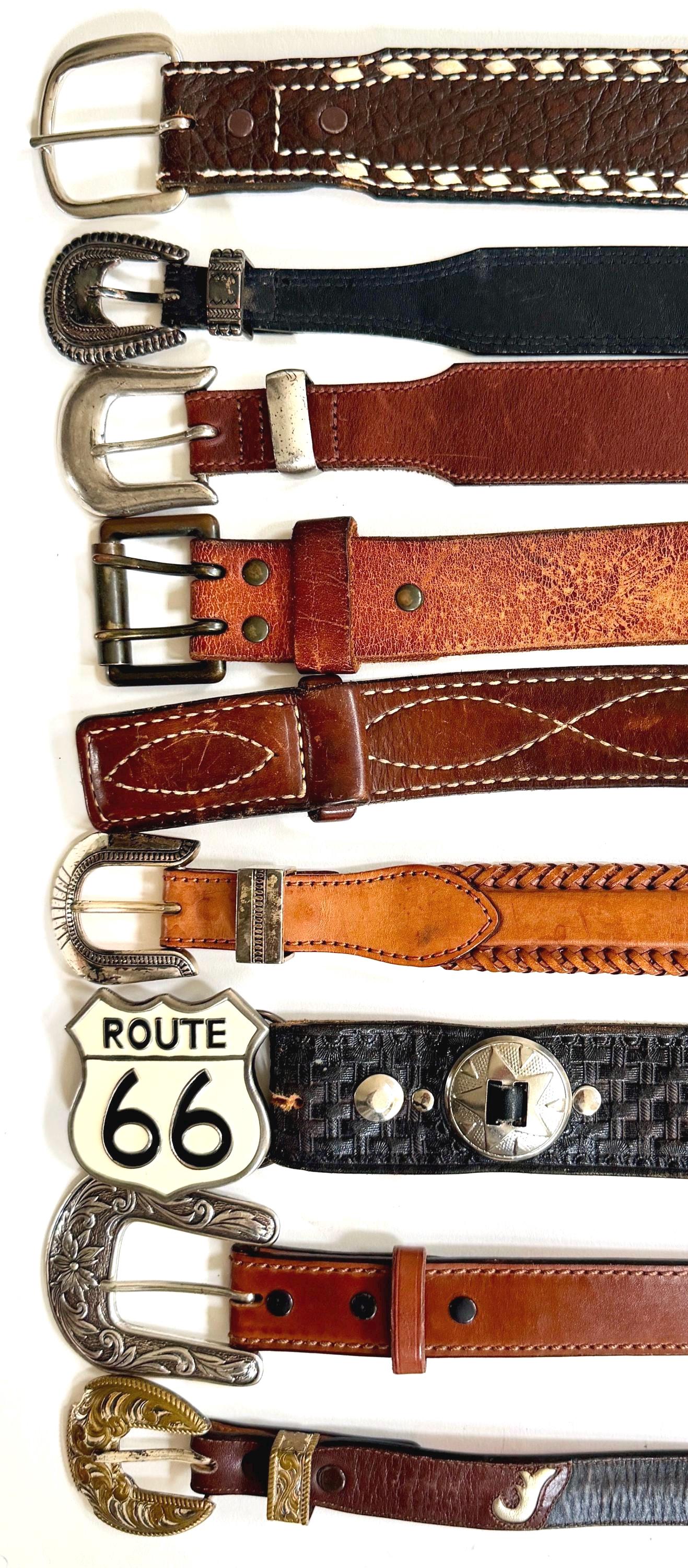 Vintage Western Belt Brown Black Leather Strap