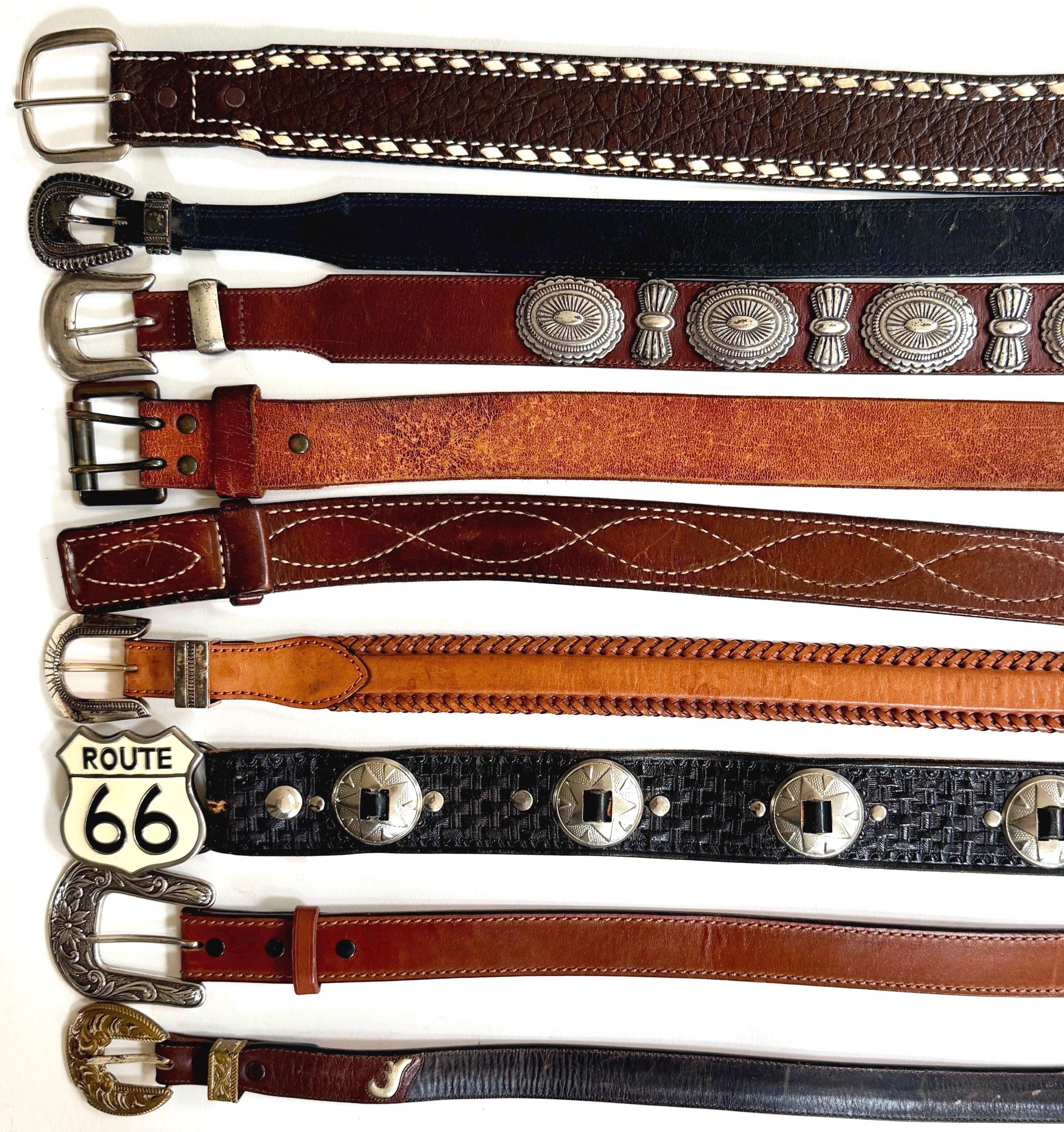 Vintage Western Belt Brown Black Leather Strap