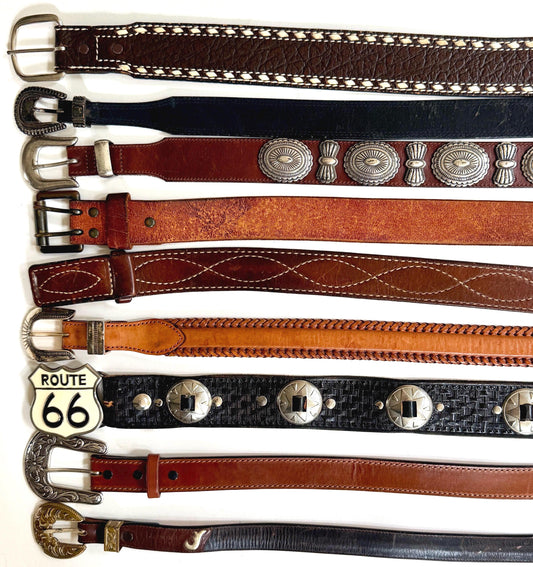 Vintage Western Belt Brown Black Leather Strap