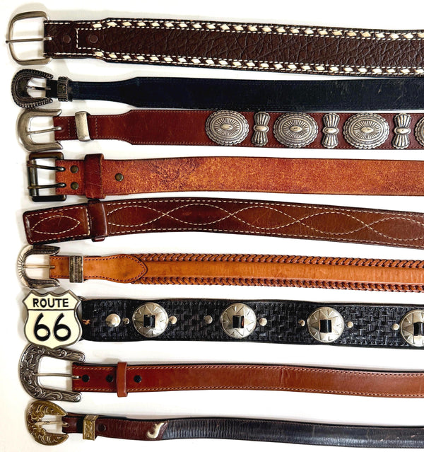 Vintage Western Belt Brown Black Leather Strap