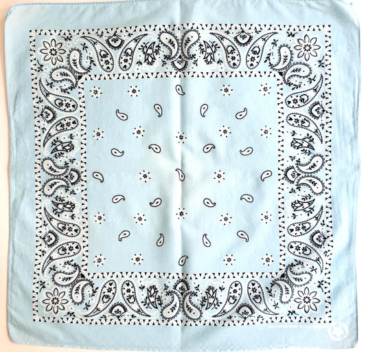 Vintage Light Blue Cotton Bandana Vintage 80s Made in USA
