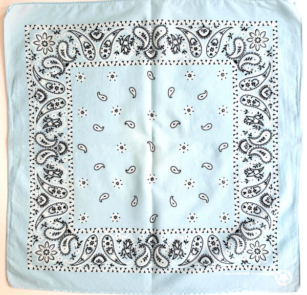 Vintage Light Blue Cotton Bandana Vintage 80s Made in USA