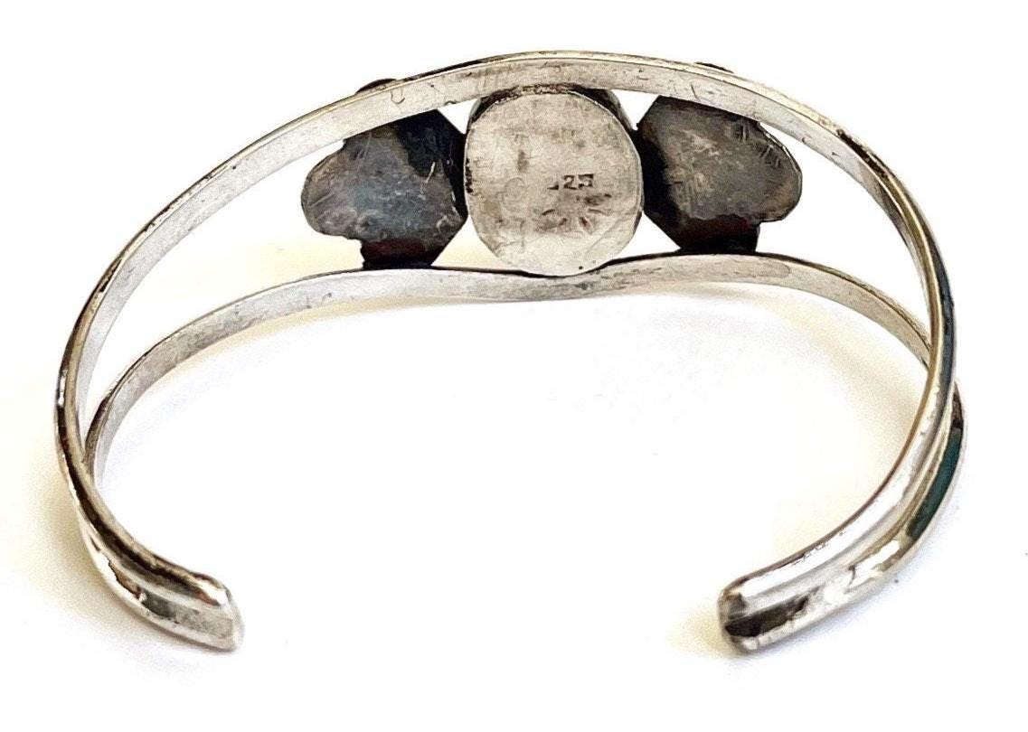 Vintage Navajo Turquoise Cuff Bracelet Sterling Silver Bow