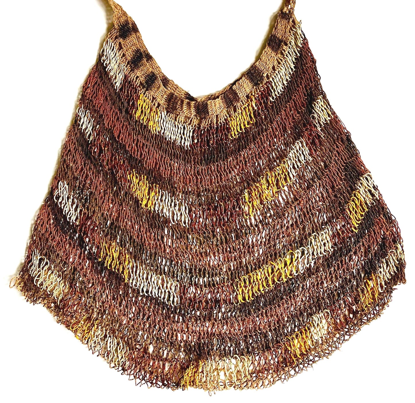 Vintage Artisan Open Weave Bag Polychrome Papua New Guinea Bilum