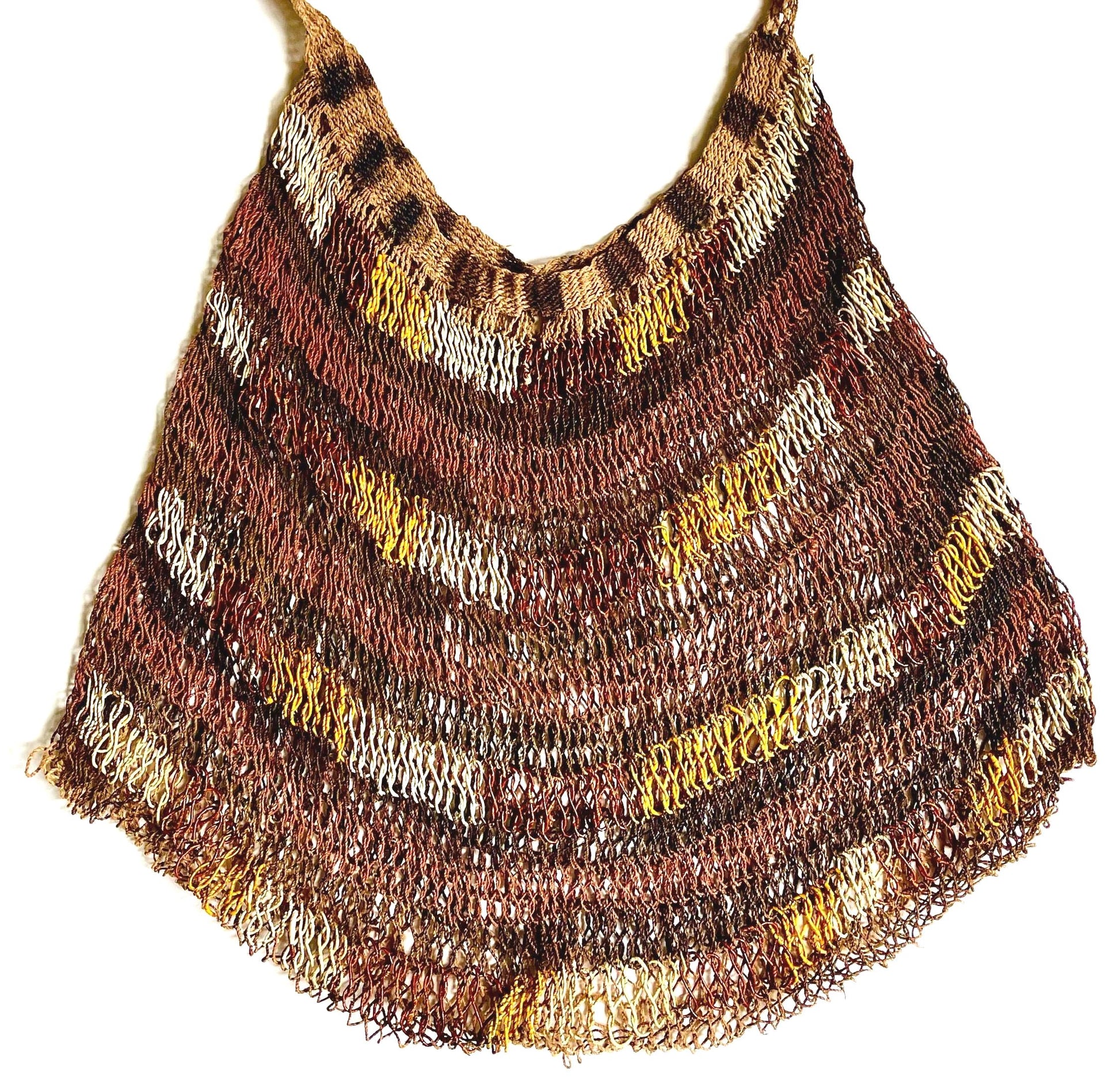 Vintage Artisan Open Weave Bag Polychrome Papua New Guinea Bilum