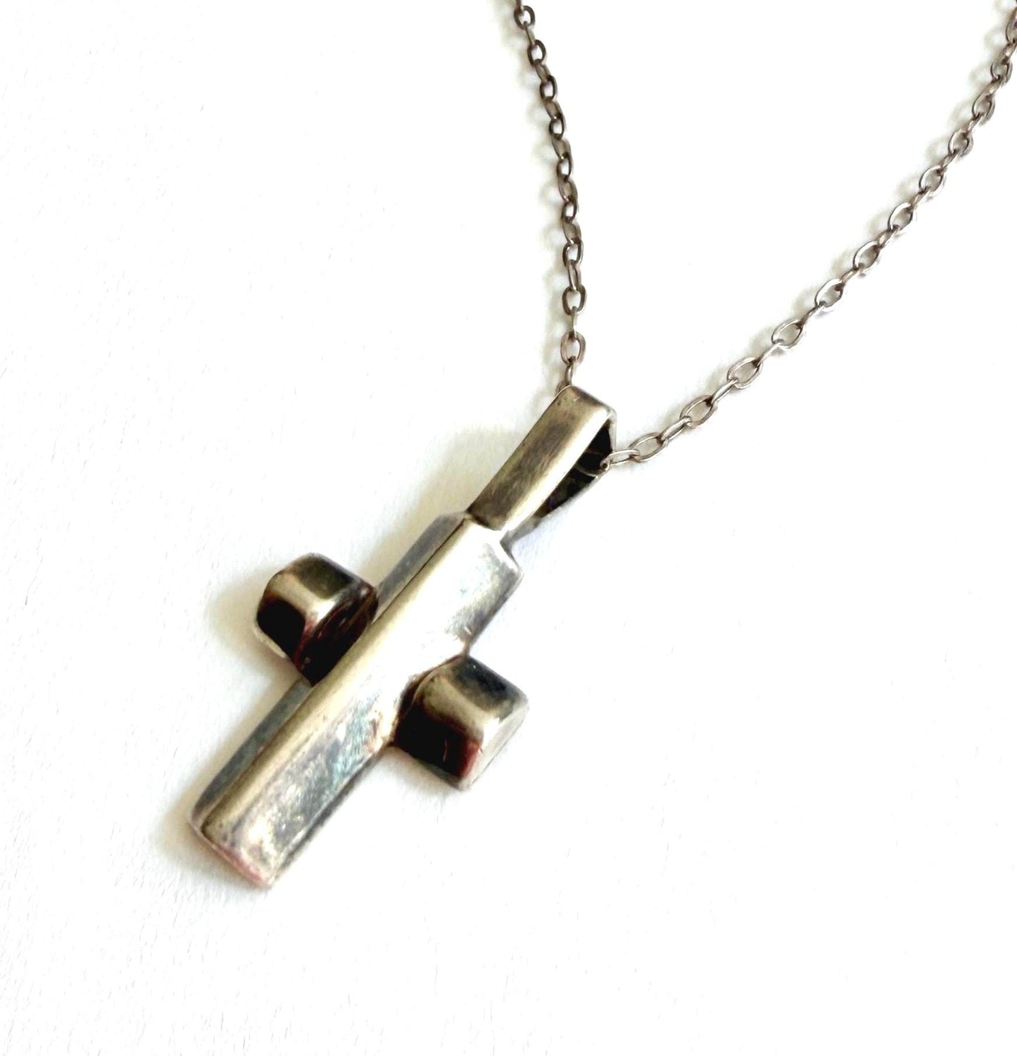 Vintage Navajo Cross Pendant Sterling Silver Necklace
